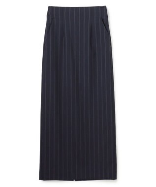 BEIGE， 【セットアップ対応】GEORGE / ウールストライプ ハイウエストスカート Navy Stripes