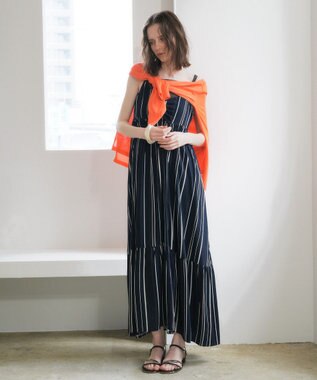 YECCA VECCA ハイゲージミドル丈Vネックカーディガン Orange