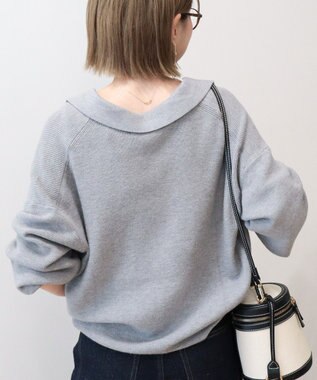 AMERICAN HOLIC バイパチ片畦衿付きニットプルオーバー Gray Mixture