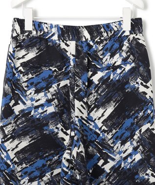 ICB L 【洗える】 ブラッシュプリント ワイドパンツ アゲートブルー系