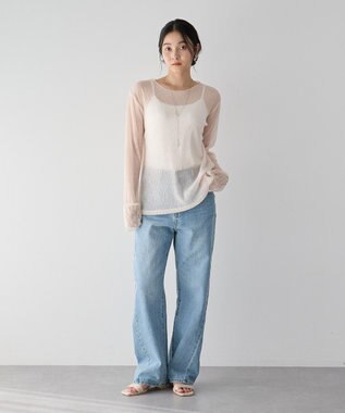 YECCA VECCA 袖レースシアートップス Ivory