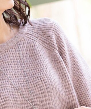 Tiaclasse L 【洗える】リラックス感のあるラグランスリーブニット モーヴピンク