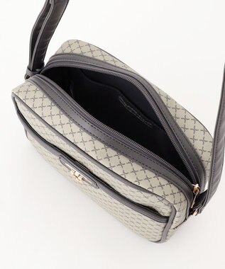 ANY クラシックラウンドショルダーバッグ ベージュ×グレー柄