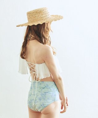 San-ai Resort（三愛水着楽園） 【2025年新作】軽い着け心地でしっかり盛れる【楽盛り水着】　ワンショルフリルワイヤービキニ　9M【San-ai Resort（サンアイリゾート）】 ホワイト×グリーン