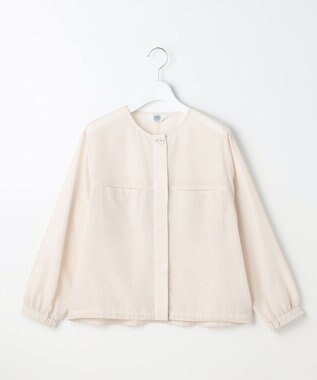 J.PRESS LADIES L Pe リネン シアー スラブ ノーカラー ブルゾン ライトベージュ系