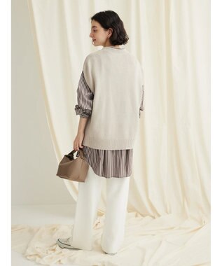 CRAFT STANDARD BOUTIQUE 洗える クルーネックニットベスト Gray Beige