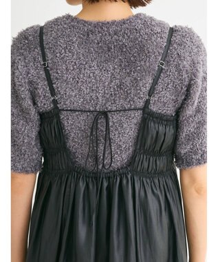 Green Parks レザー風キャミワンピース Black