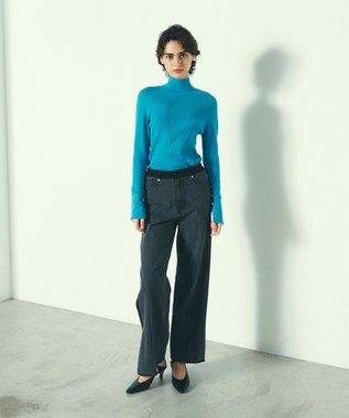 GRACE CONTINENTAL ビジューリブニットトップ ブルー