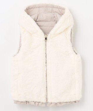 ANY KIDS ボア リバーシブル ベスト ベージュ×エクリュ