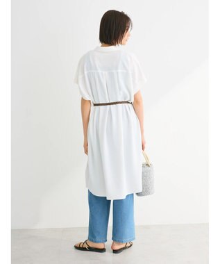 Green Parks ＳＥＴ２点　合皮ベルト＋ミディシャツワンピース Off White