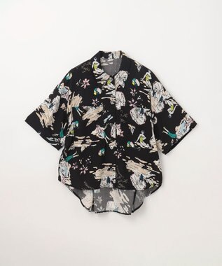 GRACE CONTINENTAL リゾートプリントシャツ ブラック