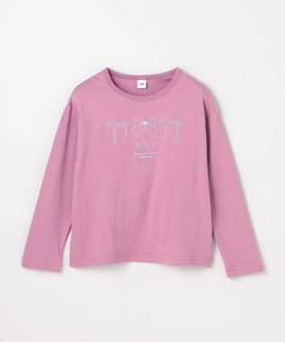 ANY KIDS 【Good Price】 ANY刺繍 長袖Tシャツ ローズピンク