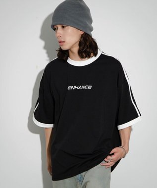WEGO 【ユニセックス着用ITEM/MLサイズ展開】バックロゴラインリンガーT ブラック