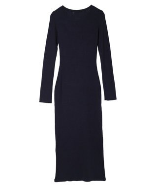 Green Parks タイトシルエットリブニットワンピース Navy