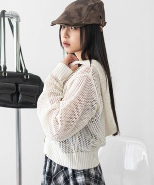 WEGO ジャガードメッシュパーカー ホワイト