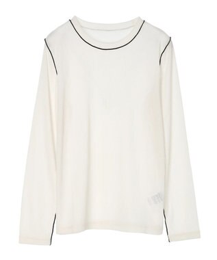 Green Parks 配色ステッチシアーリブプルオーバー Off White