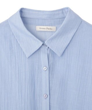 Green Parks ノースリーブフリルブラウス Sax
