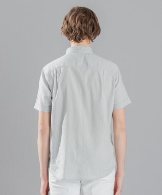 JOSEPH HOMME リネンストレッチブロード ウィングカラー半袖シャツ スカイブルー系