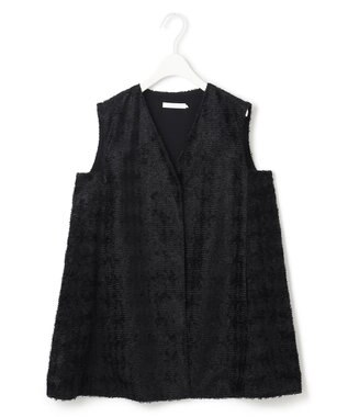 ICB ダイヤカットジャカードブラウス ブラック系