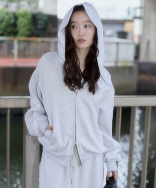 WEGO 【ユニセックス着用ITEM/SMLサイズ展開】ボンディングZIPパーカー アッシュグレー