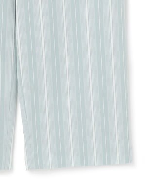 ICB 【洗える】 コットンナイロンドビーストライプ ワイドストレートパンツ ジェイドグレー系