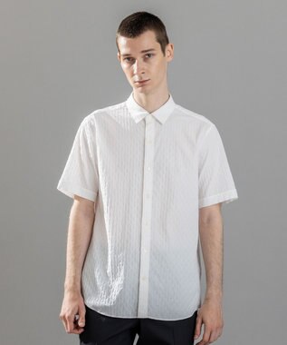 JOSEPH HOMME 新柄【ストレッチ】ハムサジャガードストレッチ　レギュラーカラー半袖シャツ ホワイト系