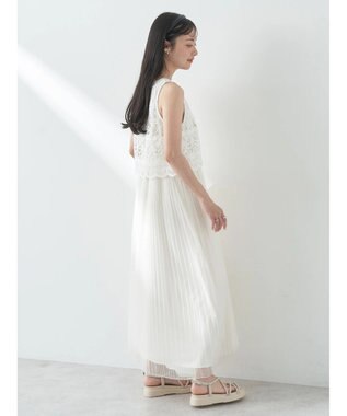 earth music&ecology レースチュールプリーツワンピース Off White