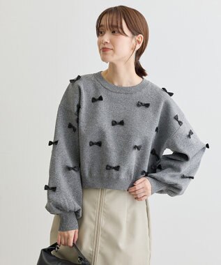 Green Parks ・ｓｗｉｎｇ　ｂｙ　メニーリボンニット Dark Gray Mixture