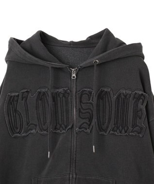 WEGO ヴィンテージウォッシュパッチワークBIGZIPパーカー スミクロ