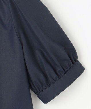 Feroux 【洗える】バンドカラーパールボタン ブラウス ネイビー系