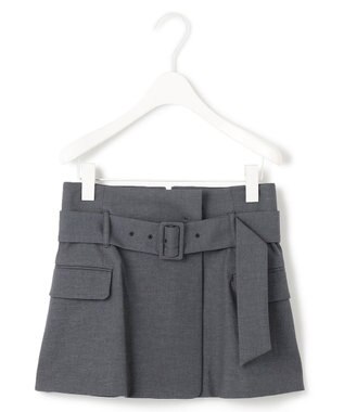 ICB L 【接触冷感・UVケア・撥水・洗える】LooseWeave  スカートレイヤードワイドパンツ チャコール系