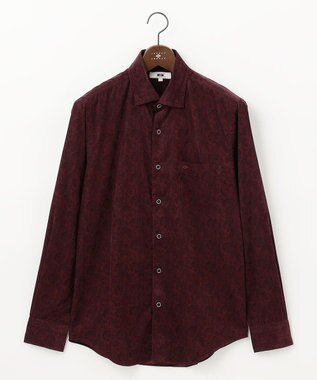 JOSEPH ABBOUD 【ソフトな着心地】ペイズリー柄 コーデュロイシャツ ワイン系6