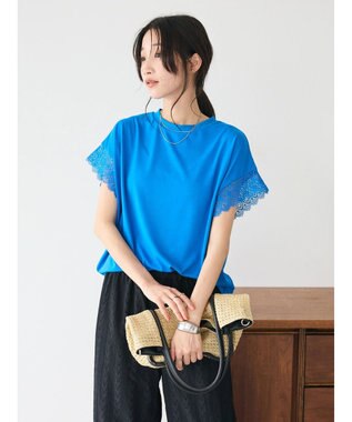 CRAFT STANDARD BOUTIQUE レーススリーブカットプルオーバー Blue