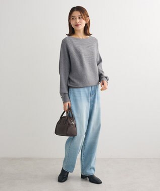 Green Parks もちやわ袖釦ドルマンニットプルオーバー Gray Mixture