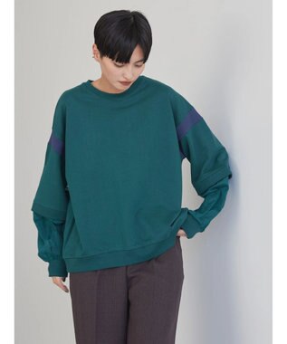 AMERICAN HOLIC 袖異素材ミニ裏毛プルオーバー Green