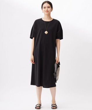 自由区 S 【接触冷感・UVカット・吸水速乾・抗菌防臭・洗える】ハイカウントモクロディ ワンピース ブラック