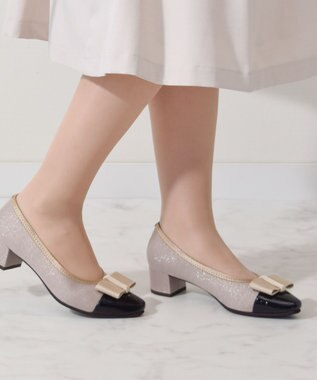 Bridget Birkin ＜2E＞【Bridget Birkin walk】リボンモチーフパンプス ベージュコンビ