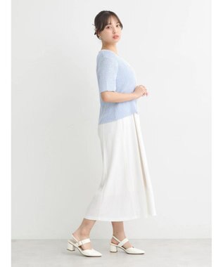 earth music&ecology バイカラーＶネックカーディガン Light Blue