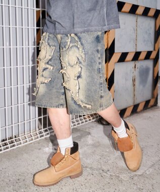 WEGO スーパーバギーフリンジデニムショーツ 柄1