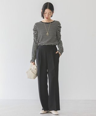 AMERICAN HOLIC ショルダーギャザーワッフルプルオーバー Black