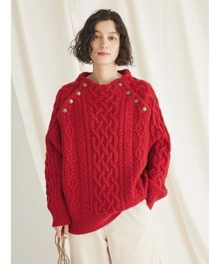 CRAFT STANDARD BOUTIQUE ラグランケーブルニットプルオーバー　 Red