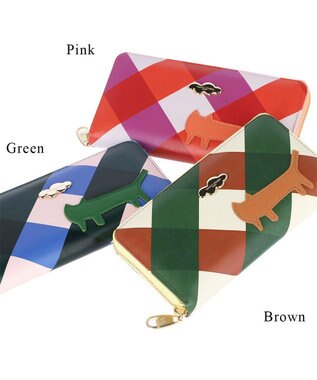 tsumori chisato CARRY くもネコチェック 財布 ラウンドファスナー長財布 ピンク