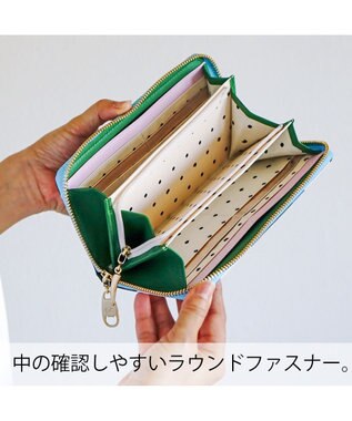 tsumori chisato CARRY くもネコチェック 財布 ラウンドファスナー長財布 グリーン