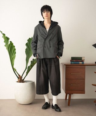 WEGO 【フォーマル/セットアップ対応】ダブルテーラードジャケット グレーストライプ