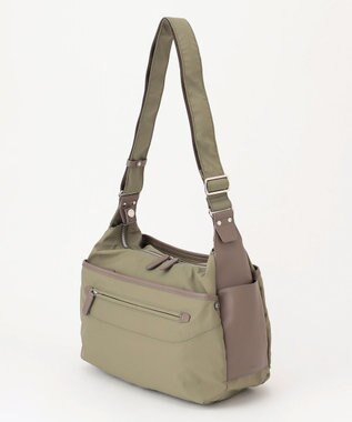 Y'SACCS 【ナイロンタフタ×リサイクルレザー】デイリーショルダー　Mサイズ カーキ