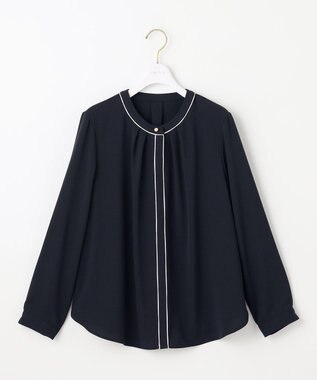 ANY SIS S 【洗える】フロントタックバイカラー ブラウス ネイビー