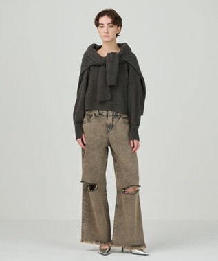 GRACE CONTINENTAL Ｖネックラムニットトップ ブラウン