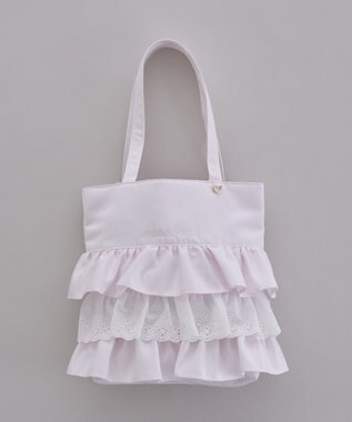 Maison de FLEUR サテンフロントフリルスクエアトートバッグ