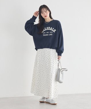 earth music&ecology 【裏毛】アソートロゴウラケドロストプルオーバー Navy