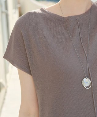 Tiaclasse 【新色追加】フレンチスリーブニットチュニック モカ